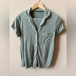 MilkBerry Women’s Pajama Set|Size Small Green Short Sleeve Shirt with Pocket